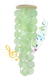 Wind Chimes for Outside, Handcrafted Green Capiz Shells Windchime Coastal Style Decor for Indoor/Outdoors, Garden Decor, Great for Women, Wind Chimes Lovers and More