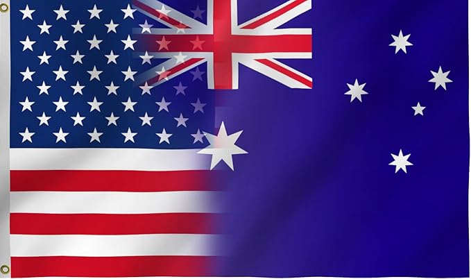 USA Australia Combination Flag 5X8FT, American Australian Flags,Both Sides Printed, Men Women Banner,Vibrant Colors, Double Stitched with 2 Brass Grommets, Bar Garden Street Decoration, GYM, Office Decor,Indoor Outdoor Use,Gifts. (US-AUS-Z, 5x8ft)