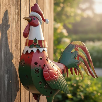 LIFFY Metal Rooster Yard Decor,18" Metal Chicken Outdoor Decor with Solar Light,Garden Rooster Statues for Outside,Patio Decorative Ornaments for Home Backyard Landscape