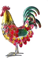 Metal Rooster Statue Garden Chicken Sculpture Decoration Metal Yard Art for Yard Outdoor Indoor Decoration (#F)