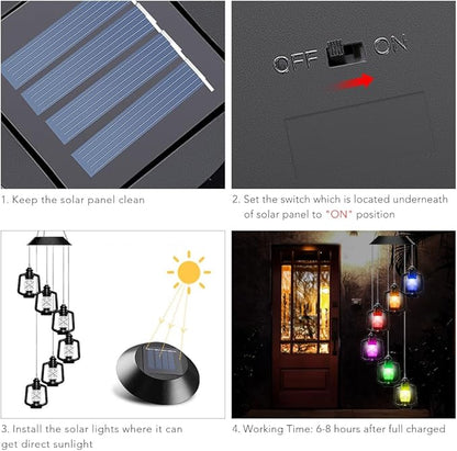 AceList Solar-Powered Color-Changing Lantern Wind Chime - LED Light Wind Mobile for Garden, Patio, Deck, Yard, Home Décor - Perfect for Mother's Day, Christmas, Housewarming, and Unique Outdoor Gifts