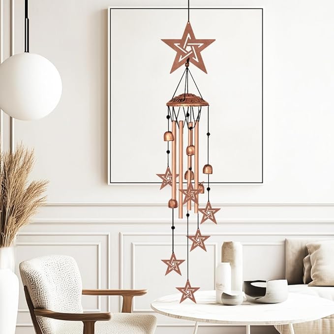 Wind Chimes for Outside, Melodious Melodic Tones Star Style Windchimes Suitable for Outdoor Garden Patio Porch Decor, Unique 33“ Metal Memorial Wind Chimes Friendship Gifts for Women