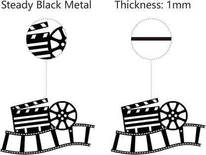 CREATCABIN Movie Reel Metal Wall Art Decor Wall Sculpture Hanging Decoration Sign Iron Outline Wall Art Black Rustic Decor Ornament Wall for Indoor Outside Living Room Home Office 12 x 7Inch