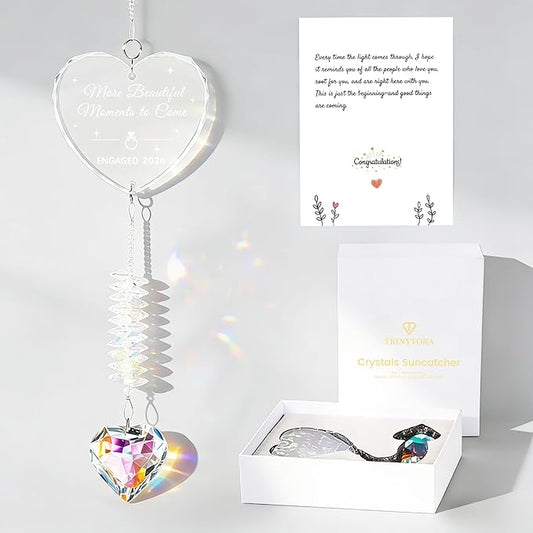 Engagement Gifts for Couples 2026, Wedding Gifts，Crystal Suncatcher for Newly Engaged, Hanging Crystal Gift Ornament, Congratulations Decorations for Friends Just Engaged