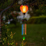 Starsoul Solar Wind Chimes for Outside, Rainbow Hot Air Balloon with Flickering Flame Solar Wind Chime, Glass Windchimes Outdoors Garden Decor, Gift for Mother's Day Mom Grandma