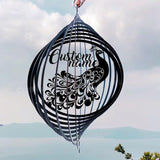 Personalized Peacock Metal Wind Spinner, Custom Outdoor Ornament for Yard Display, Kinetic Garden Sculpture, Elegant Gift (Peacock Garden Wind Spinner)