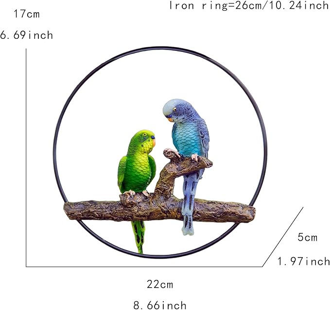 Exotic Hanging Parrot Statue - Vibrant Hand-Painted Resin Decor for Patio, Garden, Lawn, Pool, or Sunroom - Ideal Tropical Bird Gift