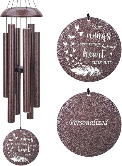 Wind Chimes Personalized, Metal Deep Tone Wind Chimes in Loving Memory, Custom Windchime for Loss of Loved Mom/Dad, Sympathy Memorial Gifts Outdoor 36inch (Produced in USA)