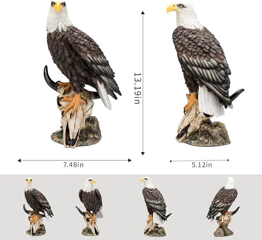 Patriotic Eagle Statue Wild Bird Eagle Decor, 13 Inch Resin Eagle Figurine Decor, Used for Home Office and Outdoor Garden Decoration, Eagle Scout Gift, American Citizen Gift.