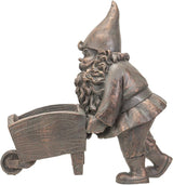 Pacific Giftware Happy Garden Gnome Bronze Finish Resin Figurine (Wheelbarrow Man)