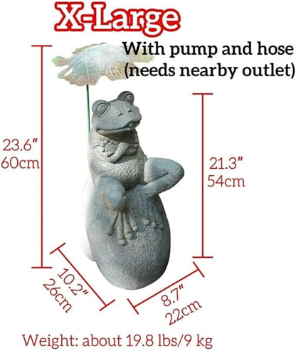 Whimsical Animal Pond Spitter, Outdoor Water Fountain with Pump and Hose, Antique Style Garden Water Fountain for Patio, Yard, Pond and Indoor Decor(X-Large)