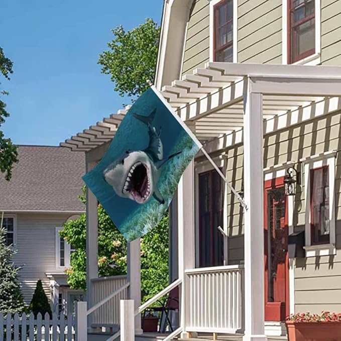 Swono Great White Shark Flag - 3x5 Ft Underwater Coral Ocean Fish Flag for Outdoor, Indoor, Office, Workplace, Home, Garden, Business