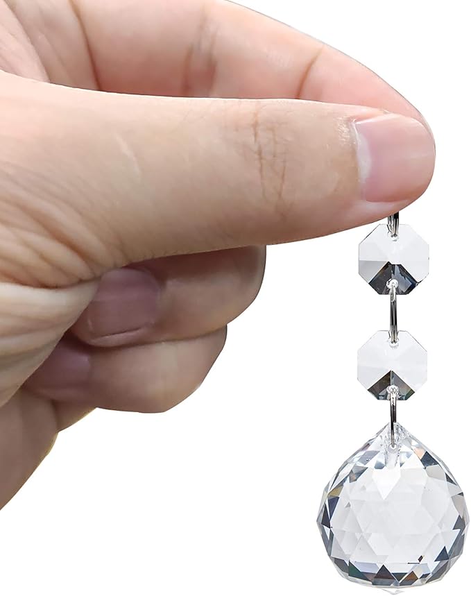 Yesland 20 Pcs Crystal Glass Ball, 30mm Pendants Balls & Chandelier Prisms, Clear Faceted Hanging Crystals for Wedding Home and DIY Craft Jewelry Decoration