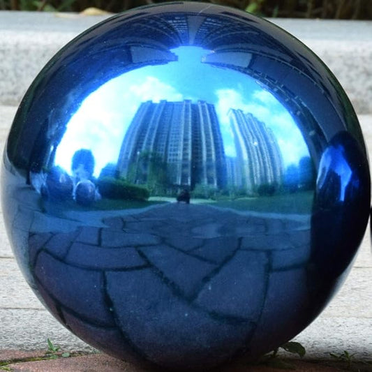 OXSNice 12 inch Gazing Ball,Blue Garden Sphere Mirror Globe Ball,Paint from Stainless Steel Hollow Ball,Polished Reflective Smooth Ball,Durable Shiny Decorations for Garden Patio Yard Home