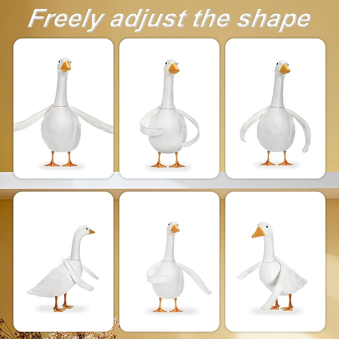 2pcs 23-25 Inch Poseable Goose Wings, White Porch Goose Wings Clothes Decorative Porch Statue Outfit Accessories for Outdoor Lawn Yard Garden Art Decoration