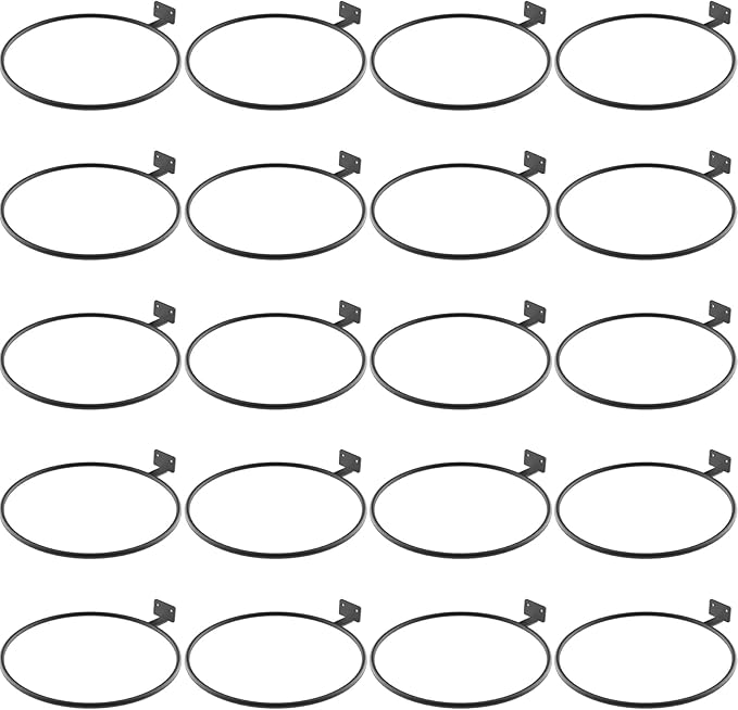 Wall Flower Pot Holder Bulk 8in 20Pack Ring Plant Hanger, Metal Planter Hooks Wall Mounted Bracket Heavy Duty for Outdoor Indoor Black