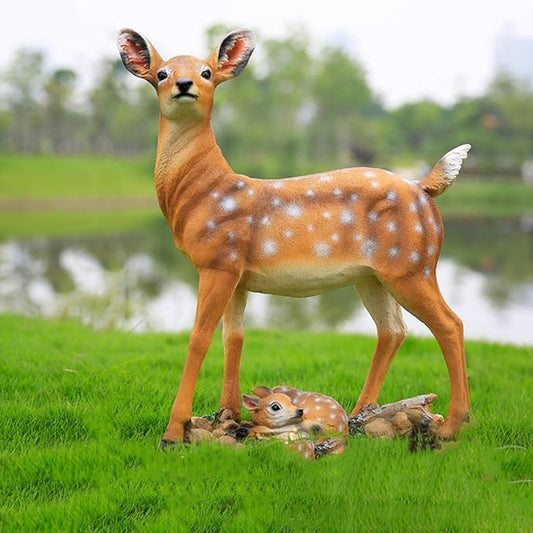 Large Outdoor Garden Animal Statues Park Sculpture Outdoor Statues Resin Sika Sculpture Simulated Floor Sika Deer Decoration Garden Landscape Decoration Garden Courtyard Animal Statue(47*16*45cm)