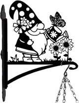 Rngmsi Gnome Plant Hangers Outdoor, Metal Wall Mounted Hanging Plant Bracket Outside, Flower Pot Bird Feeder Wind Chimes Hangers Decorations