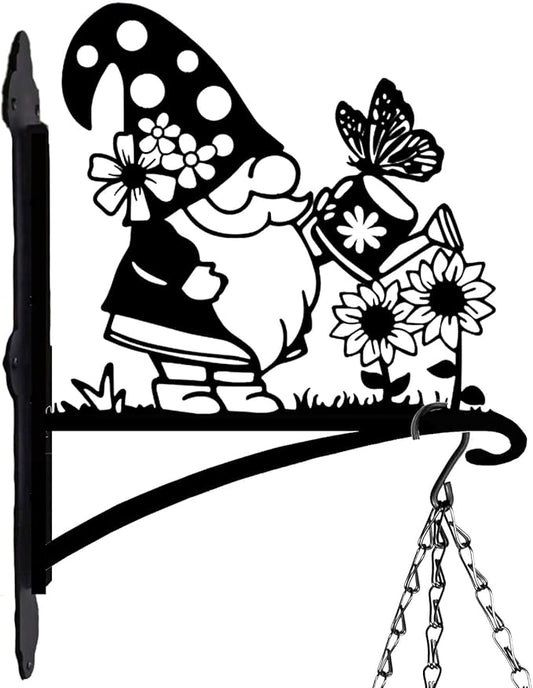 Rngmsi Gnome Plant Hangers Outdoor, Metal Wall Mounted Hanging Plant Bracket Outside, Flower Pot Bird Feeder Wind Chimes Hangers Decorations