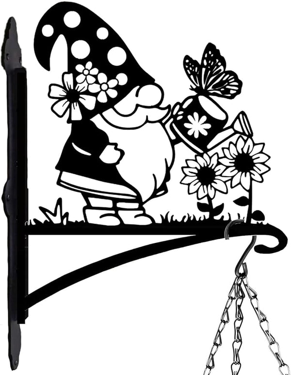 Rngmsi Gnome Plant Hangers Outdoor, Metal Wall Mounted Hanging Plant Bracket Outside, Flower Pot Bird Feeder Wind Chimes Hangers Decorations