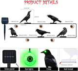 Halloween Outdoor Decor Metal Crow and Eyeball Solar Powered Lights Gothic Yard String Lights, Mini Garden Ornaments, Fence Toppers, Halloween Party and Home Decor (Set of 5)