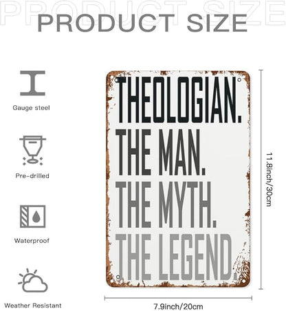 Retro Metal Tin Sign Theologian The Profession Funny Wall Decor for Home,Garden,Patio,Yard,Office,Vintage 8x12 Inches Room Decorations