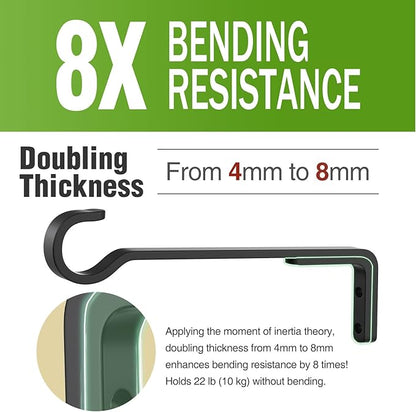 Saffruff 8 Inch 2 Pack Black Heavy Duty Outdoor Plant Hangers, Iron Hanging Plant Brackets for Hanging Plants Outside, Metal Plant Hooks Plant Wall Hooks for Hanging Lantern, Bird Feeder