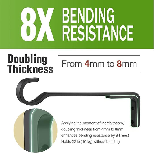 Saffruff 8 Inch 2 Pack Black Heavy Duty Outdoor Plant Hangers, Iron Hanging Plant Brackets for Hanging Plants Outside, Metal Plant Hooks Plant Wall Hooks for Hanging Lantern, Bird Feeder