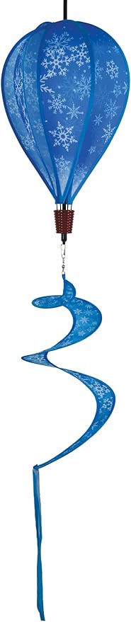 In the Breeze 0989 Snowflakes Spinner Hot Air 6 Panel Spinning Balloon-Outdoor Winter Decoration,10.5" W x 16" H w/ 30" Tail,989
