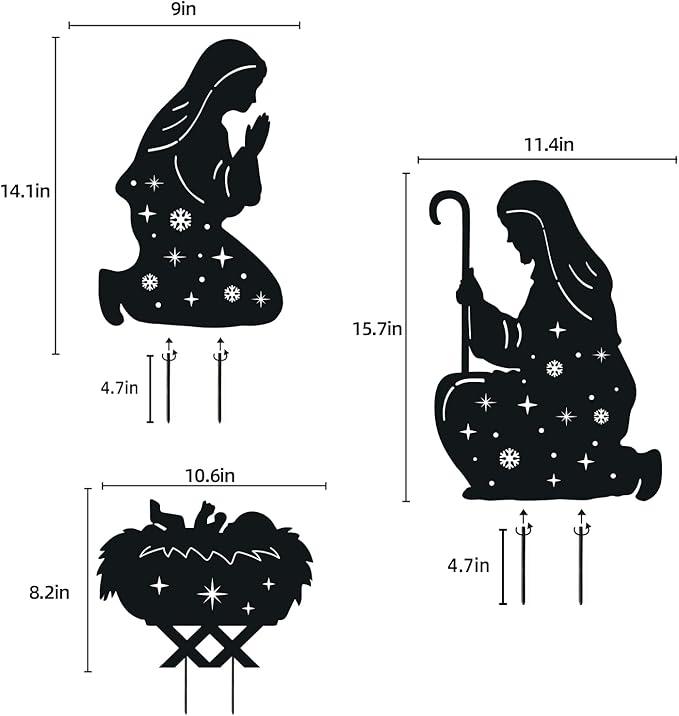 WACLSTDAY Nativity Scene Metal Garden Stakes Decorative Gifts for Women Men,Black Jesus Silhouette Statues Garden Decor for Yard Art, Pathway,Patio,Outdoor,Lawn Ornaments,Forests Decorations