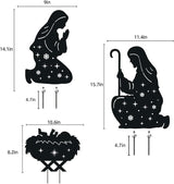 WACLSTDAY Nativity Scene Metal Garden Stakes Decorative Gifts for Women Men,Black Jesus Silhouette Statues Garden Decor for Yard Art, Pathway,Patio,Outdoor,Lawn Ornaments,Forests Decorations
