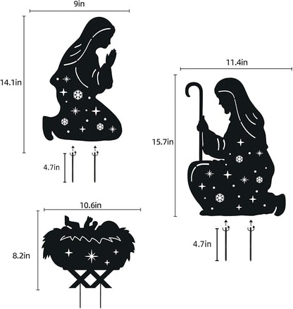WACLSTDAY Nativity Scene Metal Garden Stakes Decorative Gifts for Women Men,Black Jesus Silhouette Statues Garden Decor for Yard Art, Pathway,Patio,Outdoor,Lawn Ornaments,Forests Decorations