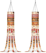Maple Leaf Turkey Pumpkin Hanging Windsock 2 Pieces, Lightweight Machine Washable Fabric Polyester Outdoor Hanging Wind Socks, Home Yard Patio Lawn Garden Thanksgiving Decor