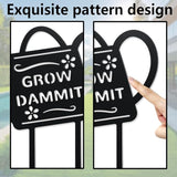 WADORN Grow Dammit Metal Outdoor Statues Silhouette, Funny Watering Can Metal Decorative Garden Stakes Rustic Silhouette Ornament Gift Funny Outdoor Decor for Backyard Patio Lawn Walkways Outdoor