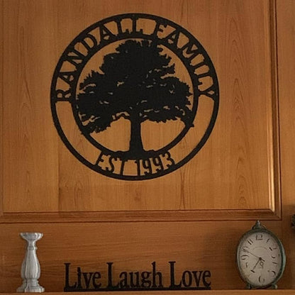 RealSteel, Tree of Life, Oak Tree Family Monogram, Custom Metal Signs, Personalized Wall Art, Split Letter Monogram, Metal Wall Decor, Last Name Sign, Family Name Sign, Dad Gift, Outdoor Garden Decor