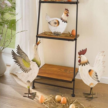 Spreading Wings Duck Statue,Metal and Wood Garden Duck Decor Art Sculpture for Home Lawn Backyard Porch Patio Decoration