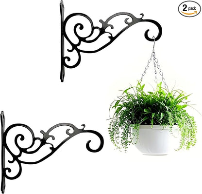 AIM & GGKK Metal Plant Hanger Hook – 2 Pack Hanging Plant Holder for Indoor & Outdoor Use,Wall Hangers Hooks for Hanging Baskets,Wall Mount Bracket for Flower Pots & Planters,Bird Feeders,Lanterns