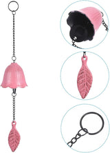 PATIKIL Japanese Wind Chime, Temple Bells Retro Outdoor Hanging Metal Iron Wind Chime for Outside Garden, Leaf, Pink