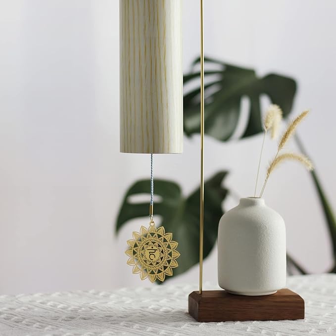 Chakra Chimes Natural Bamboo Wind Chimes Meditation Chord Windchime Wind Bell for Home Decoration Zen Mindfulness Throat Chakra