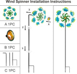 Tropical Fish Wind Spinners - 39" Ocean-Themed Metal Wind Sculptures Garden Stake Art, 13.5” Windmill Yard Kinetic, Outdoor Decor for Patio & Lawn - Metal Beach Sculpture with Fish Design