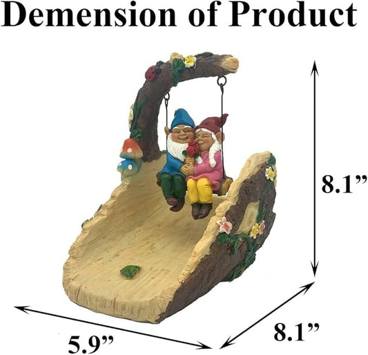 Gnome On The Swing Gutter Downspout Extension Decoration,Rain Downspout Diverter Garden Statue,Decorative Gutter Extension,Downspout Splash Block,Animal Resin Statue Outdoor Décor