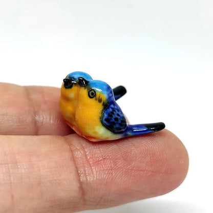 Bird Micro Tiny Dollhouse Figurines Hand Painted Ceramic Animals Collectible Gift Home Garden Décor (Budgerigar Bird)