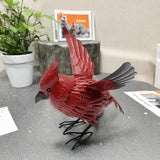 Metal Red Crown Little Red Bird Abstract Art Sculpture Seasonal Sculpture Suitable for Garden, Home, Indoor Furniture, Outdoor Home, Forest Garden, Garden Decoration
