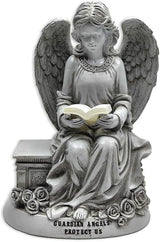 OrnamentallyYou Spring & Summer-Themed Garden Statues – Adorable Outdoor Decor for Lawn, Patio & Porch (Guardian Angel Reading Book Garden Statue, 10" Solar Powered Angelic Outdoor Figurine)