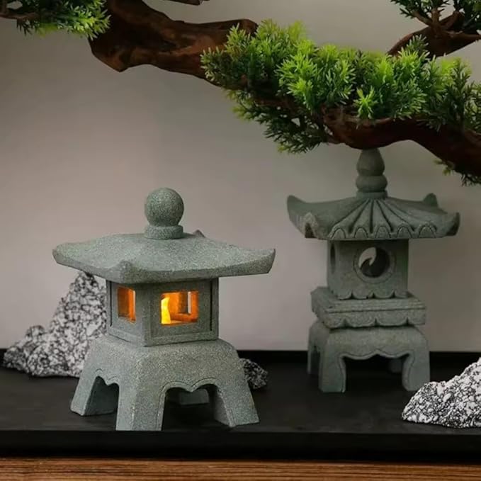 Zen Pagoda Latern Garden Statue Indoor and Outdoor Asian Decor for Landscape Balcony Garden Patio Porch Yard Art Ornament (Changan Lantern)