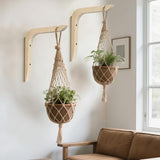 Wooden Plants Hanger, Plant Hangers Indoor Wall Mount, 8.58-Inch Hanging Plant Hooks For Wall, Basket Hooks for Lanterns, Flower Bracket, Wind Chimes, Lamp, Bird Feeders, Patio Decor(wood color 2PCS)