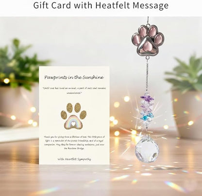 Pet Memorial Gifts for Cats Dogs: Round Ball Crystal Sun Catcher Remembrance Ornament, Cat Memorial Gifts for Loss of Cat, Rainbow Bridge Dog Passing Away Bereavement Pet Loss Sympathy Gift