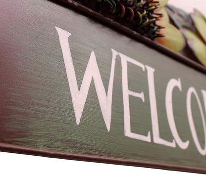 Welcome Sign Metal Hanging Sunflower Signs for Front Door Porch Wall - Rustic Decorative Door Hanger Indoor Outdoor Spring Decoration Wreath Decor (E)