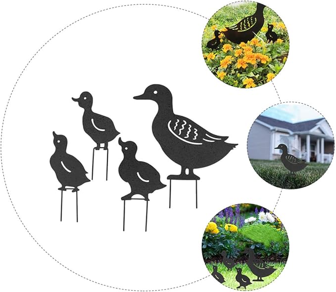 BESPORTBLE 4pcs Hollow Lawn Sculptures Metal Garden Decor for Backyard Unique Iron Garden Statues Outdoor Art Rustic Home Adornment