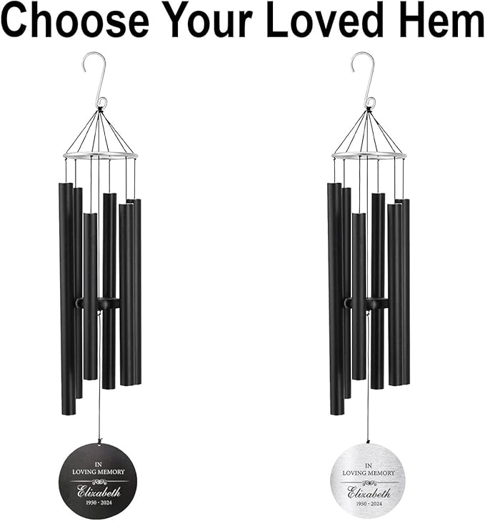 ASTARIN Personalized 30" Memorial Wind Chimes for Outside, Bereavement Gift in Remembrance of a Loved One, Sympathy Gift for Loss of Mother Father Husband, Garden Patio Decor